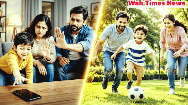 Practical Ways To Get Your Child Off The Phone Parents enjoying football with their son after successful mobile screen time detox