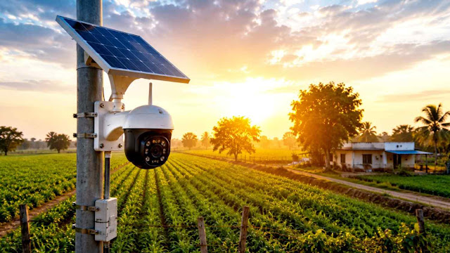 outdoor solar powered cctv camera for farm and village security