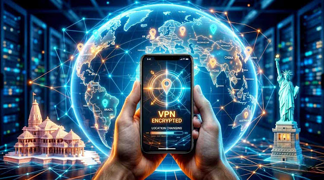 Professional working on a laptop mobile with secure VPN protection and cybersecurity shield
