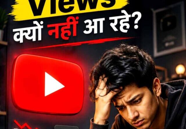 YouTube creator frustrated and stressed seeing zero YouTube video views on smartphone screen downward views graph