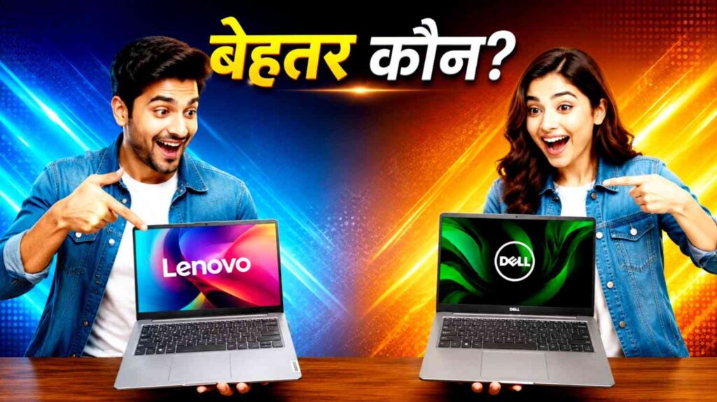 Dell Vostro 15 vs Lenovo IdeaPad Slim 3 comparison showing Lenovo and Dell laptops side by side