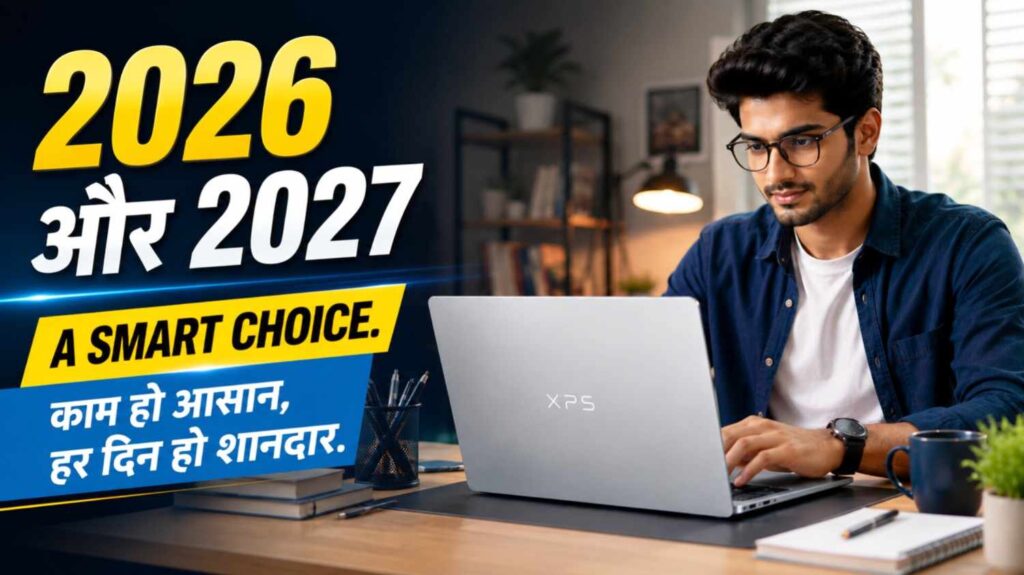 User working on Dell XPS 13 Laptop in home office setup