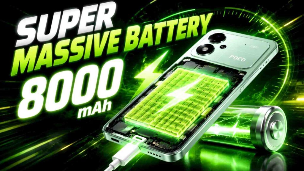 POCO M8 Power 5G battery capacity and 8000mAh backup