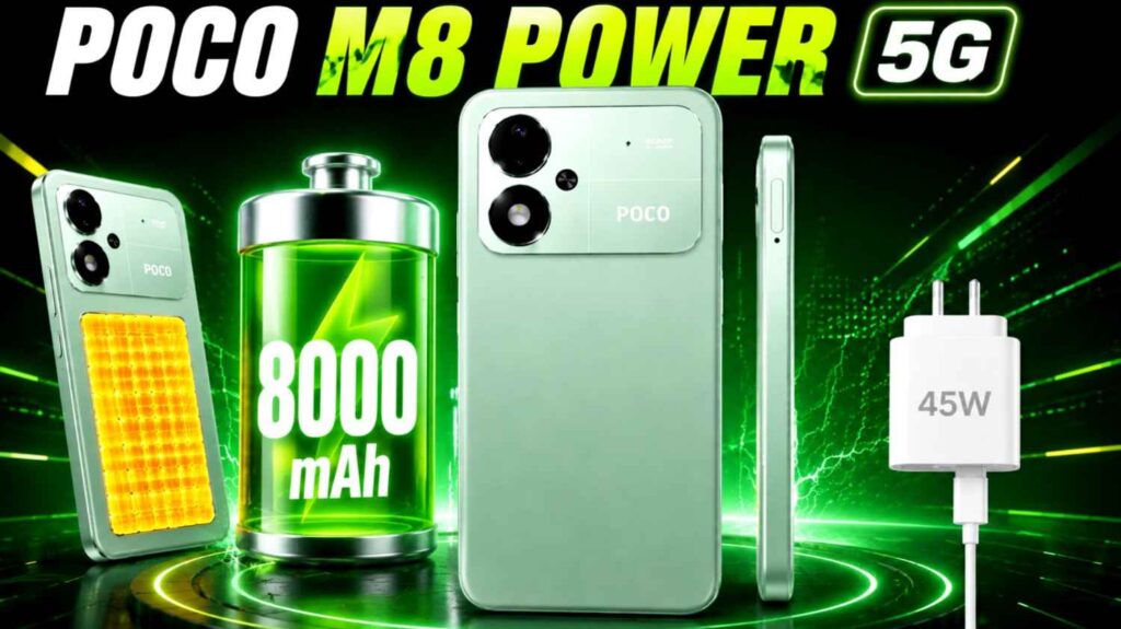POCO M8 Power 5G Phone with 8000mAh battery and charger