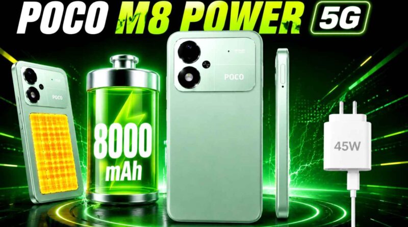 POCO M8 Power 5G Phone with 8000mAh battery and charger
