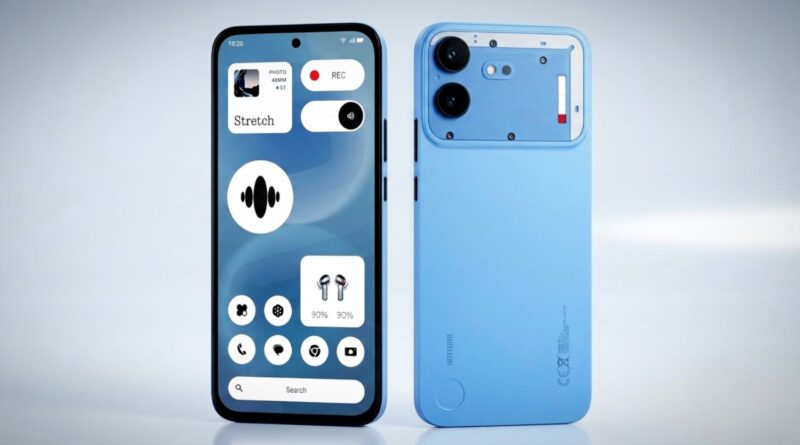 Nothing Phone 4b 5G blue color design and full view display screen