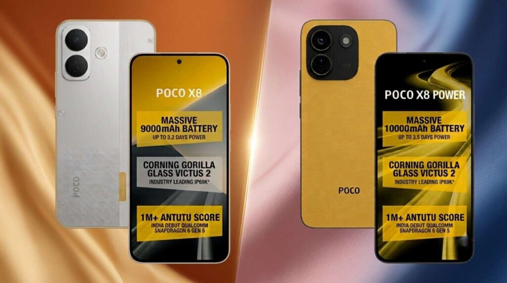 POCO X8 5G vs POCO X8 Power 5G full design and battery comparison