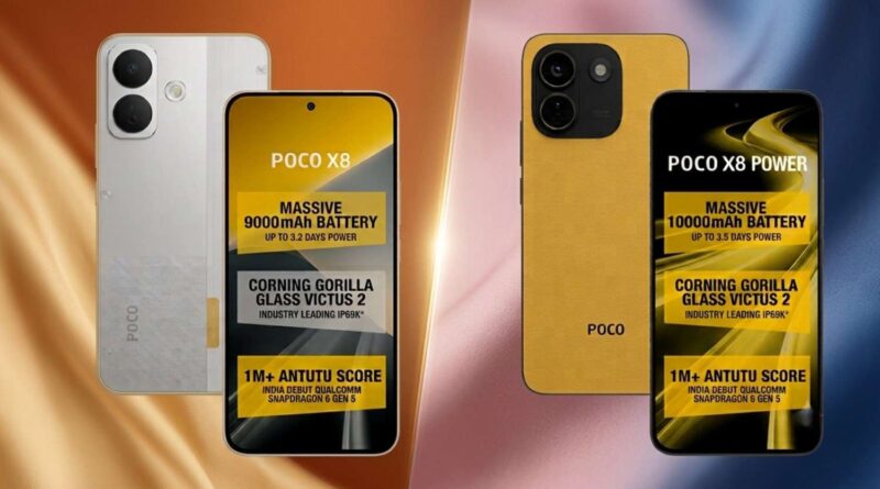 POCO X8 5G vs POCO X8 Power 5G full design and battery comparison