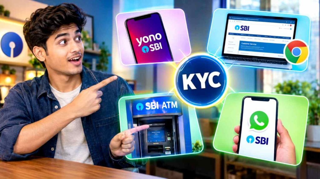 how to update sbi kyc online from home using yono sbi website atm and whatsapp banking