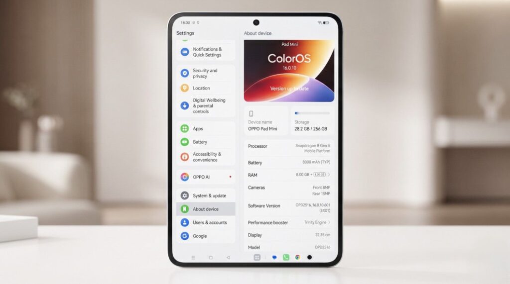 Oppo Pad Mini About Device Specifications and Features