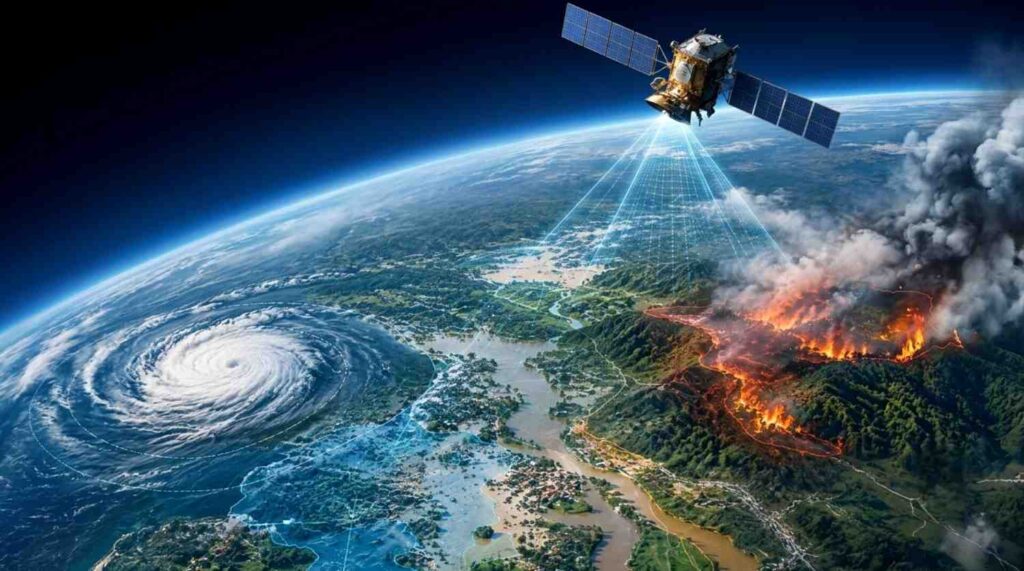 satellite tracking cyclone flood and forest fire with gis mapping